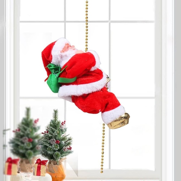 Jultomte Musikalisk klätterrep Klättring Jultomte på stege med lampor Härlig elektrisk jultomte (klättrande pärla äldre) (FMY)