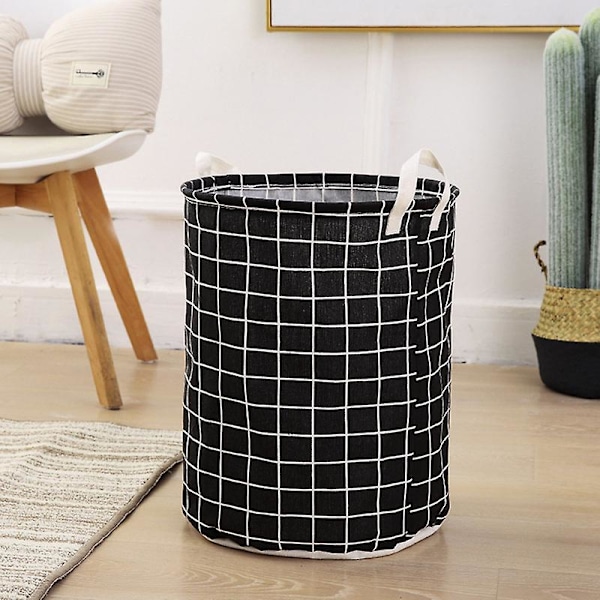 Stor Tvättkorg Rund Smutsig Kläder Vikbar Hink Förvaring Tunna Organizer (FMY) Black 1pc