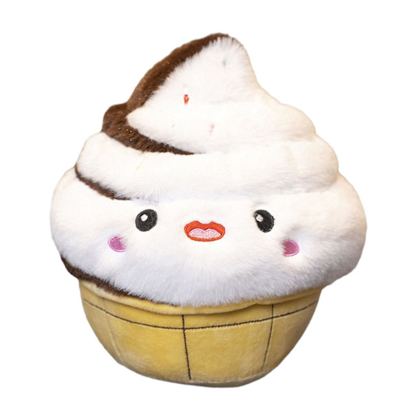 Piirretty syntymäpäiväkakku-pehmolelu Pehmeä täytetty nukke Tyyny Ihastuttava leipä Jälkiruoka Kakkunukke Plushies-koriste (FMY) D
