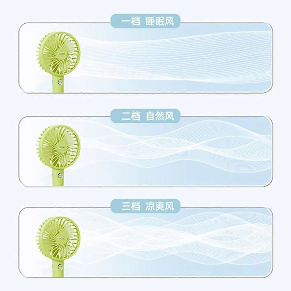 Håndholdt personlig ventilator, genopladelig, batteridrevet, kølende, elektrisk USB-ventilator til skrivebord med ventilatorfod (FMY) green