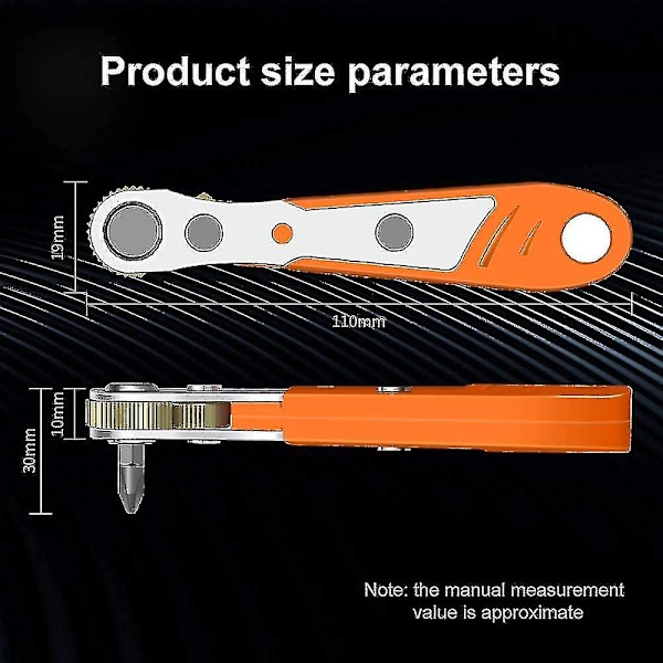 Skralle Skrutrekker Sett 13 Deler 110 Mm, 1/4\" Mini Skrallefastnøkler Og 12 Modell Skrutrekkerbits Med 1/4 Tomme Høy Dreiemoment Mini Skralle