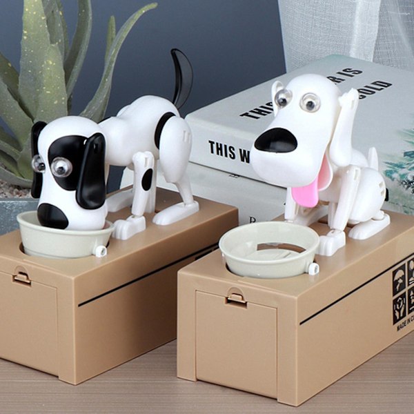 Spargris Bank Piggy Mekanisk Choken Mynt Sparande Hungrig Ätande Hund Robotisk, 100% Ny (FMY) black