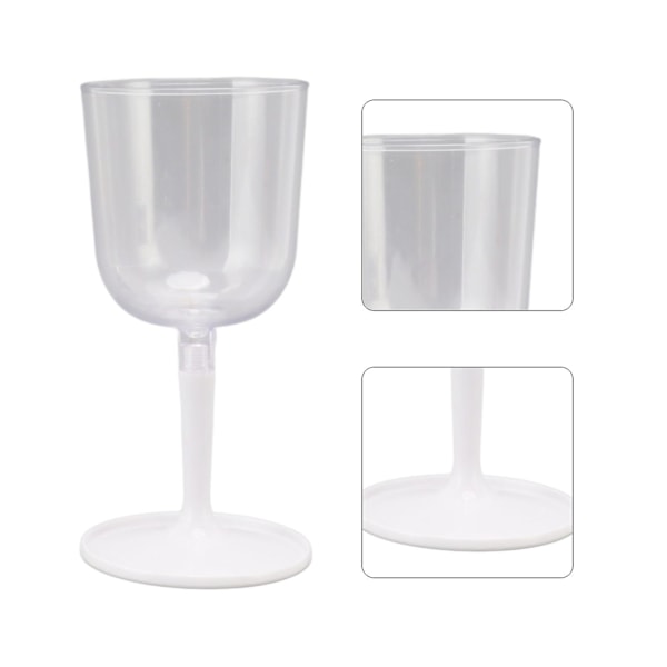 Bærbare sammenleggbare vinglass, knussikre, klare, avtakbare plastvinglass for utendørs camping og reiser (FMY) White