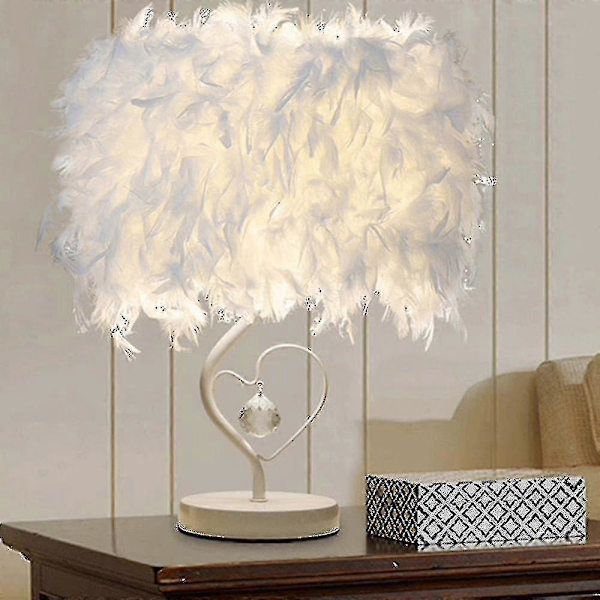 Vit Fjäder Bordlampa Natt Sänglampa (FMY)