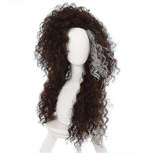 Elokuvahahmo Bellatrix Lestrange Pitkä Ruskea Sekamuotoinen Aaltoileva Peruukki Bella Wigs Lämpökestävä Cosplay-asu Peruukki + Peruukkipäällinen (FMY)