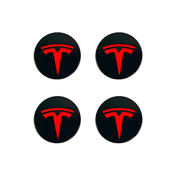 Egnet til tesla Tesla model 3 hjulcenterdæksel logo - mørkegrå sølvlogo (fire pakker)  (FMY)