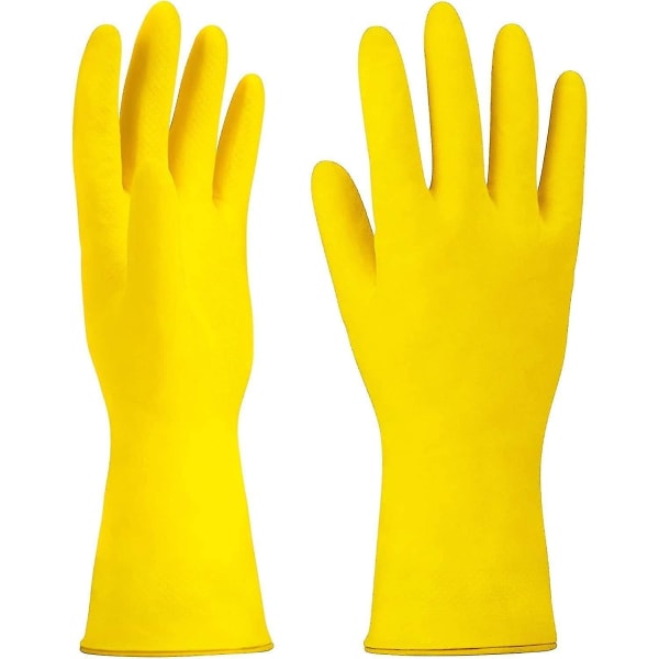 3 par husholdningsrengjøringshansker Gjenbrukbare kjøkkengummihansker for oppvask - gul (FMY)