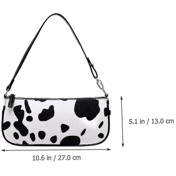 Fuzzy Bag Tillbehör Handväska Cow Print Portmonnäer för Kvinnor Axel Lurry Bags Fluffy Cow Utskrift Underarmsväska Mode Axelväska Armhåla Bag Kedja Hand