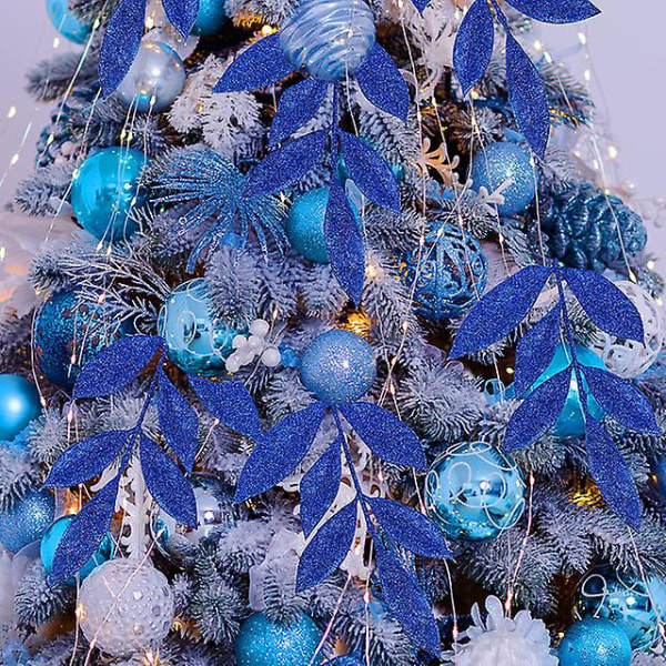5 st god juldekoration konstgjorda glitterblad hängande julgranskrans girland Gott nytt år Juldekoration (FMY) D