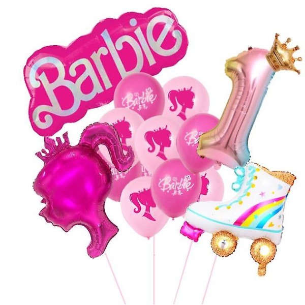Ny DIY Kawaii Barbie Ballon Børn Piger Drenge 0-9 års fødselsdagsfest Tema Dekoration Børn Baby Aluminium Film Balloner Legetøj (FMY) xie-1