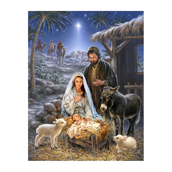 30x40 cm Nativity Jesus Cross Stitch Craft DIy Mosaic Full Round Diamond Painting (FMY)