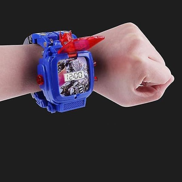 Kreativ Robot Transformer Barnas Klokker, Stor Skjerm Digitalt Armbåndsur for Gutter 2-14 År  (FMY)