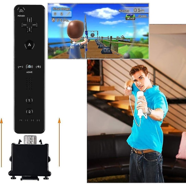 2 Motion Plus Adapter Sensor för Wii Remote Controller, Motion Plus Adaptor Accelerator Ersättning för Wii Motion Plus Adapter  (FMY) Black