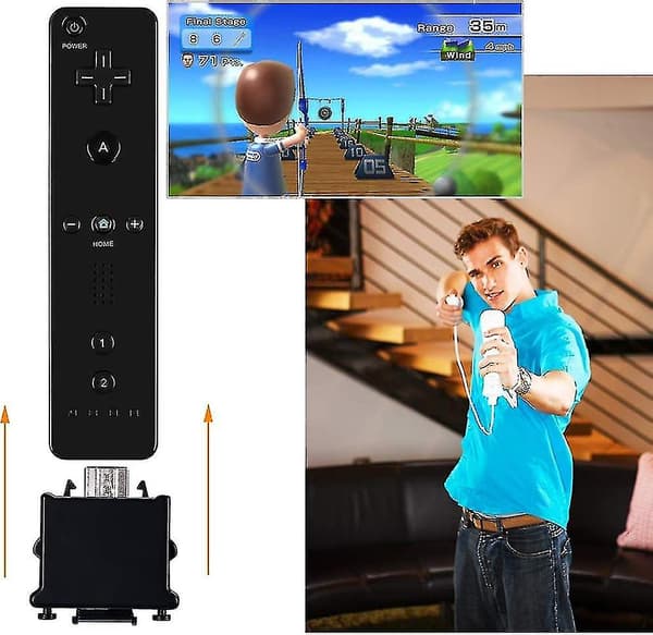 2 Motion Plus Adapter Sensor til Wii Remote Controller, Motion Plus Adapter Accelerator Erstatning til Wii Motion Plus Adapter (FMY) Black