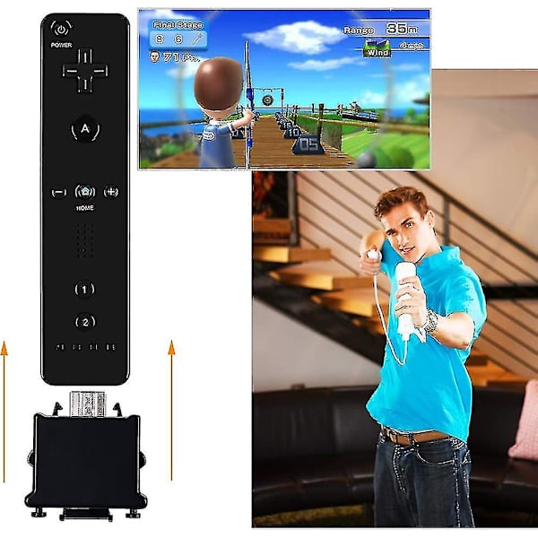 2 Motion Plus -sovitinanturi Wii-kaukosäätimelle, Motion Plus -sovitinkiihdytimen korvaaja Wii Motion Plus -sovittimelle (FMY) Black