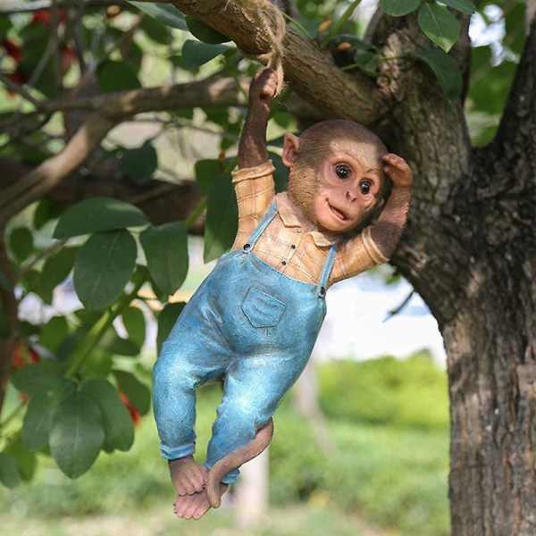 Klatrende apekatt tre tau hengelig anheng hage harpiks statue hjem ornament dekorasjoner gave (FMY) B