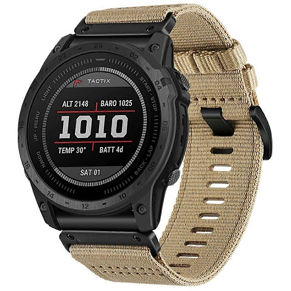 Klockarmband för Garmin Fenix 8 51mm/ Enduro 3/ Instinct 2X Universal 26mm Snabbfäste Nylon Canvas Klockarmband (FMY) Khaki