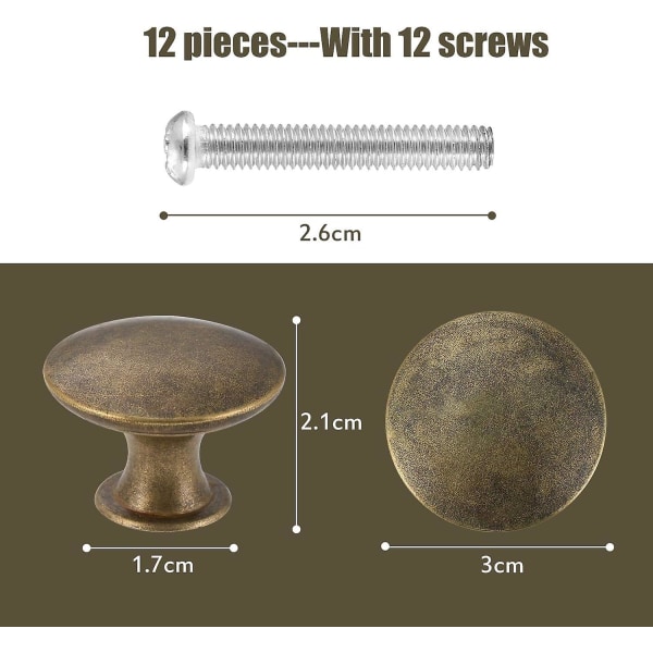 24-pack vintage chic antik mässing skåpknoppar för köksmöbler Dörr rund 30 mm (FMY)