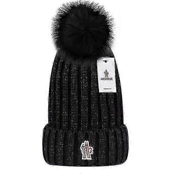 Uusi monipuolinen talvipipo villasta, lämmin villapipo, neulottu villapipo tupsulla (FMY) dark blue moncler Small label