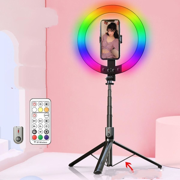 Selfie Stick letvægts med strækbart stativ Fyld Light Selfie Ring Light (FMY)
