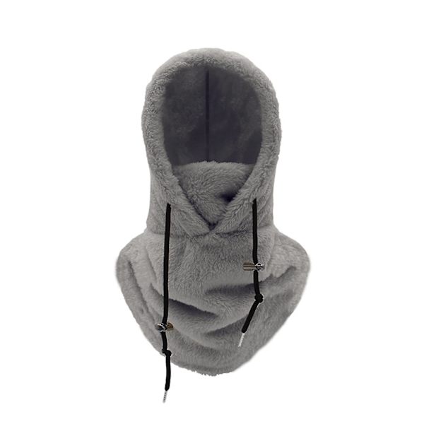 Unisex Vinter Sykkelhette Balaclava Med Snøring Justerbar Tykk Myk Fløyel Vindtett Varmebevaring Ansikt Øre Hals Beskyttelse Kaldt Vær S  (FMY) Grey