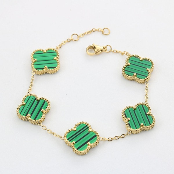 Bejoey Firkløver - Armbånd 18k Guldbelagt Rustfrit Stål Dobbeltsidet Eftermarked - ya  (FMY) green