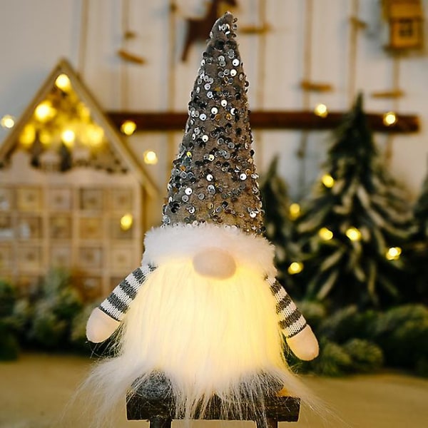 30cm Juldocka Elf Gnome Med LED-ljus Juldekorationer För Hem Xmas Navidad Nyår 2023 Barnpresenter (FMY) E