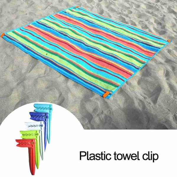 4 stk/sett Strandhåndkleklemme Campingmatteklemme Utendørs klesklyper for lakenholder Håndkleklemme Klemme for strandhåndkleklemme (FMY)
