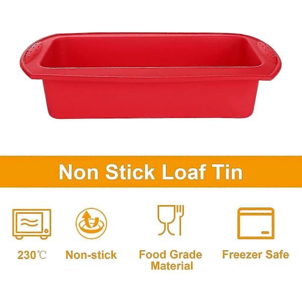 4-pack Silikonformar för Limpa, Non-Stick Brödform för Bakning, Röd och Grå (FMY)