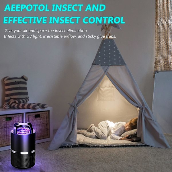 Insektsfälla för inomhus med UV-ljus, stark sugfälla för fruktflugor, myggor, knott i kök & hem (FMY)