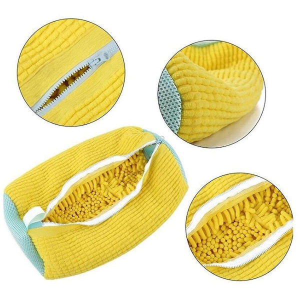 Skobørstepose, vaskemaskin skobørstepose, skobørstepose, skorengjøringstøypose 1 stk (FMY) Yellow