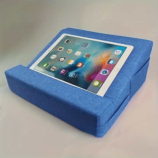 [Polyester Tablet Pillow] Polyester Tablet Pillow | Justerbart stativ - Bekväm sängkudde för läsning, videotittande, hållbart material (FMY) Blue