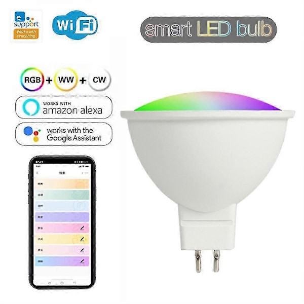 Tuya MR16 5W Smart Homekit WiFi Smart LED Lampa 12V RGBCW Dimbar Lampa Röststyrning Spotlighting Färgskiftande (FMY) 1pc