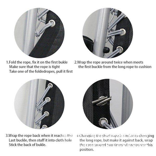 4x Rep snören elastisk sladd kompatibel med solstol stol 4st elastisk rep  (FMY)