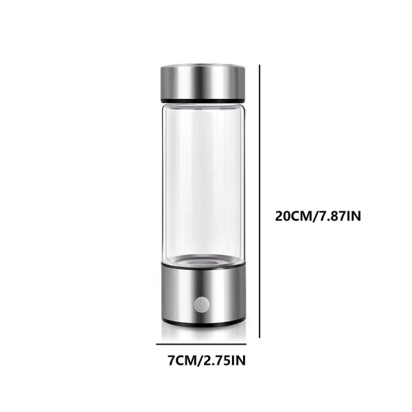 Hydrogen Water Generator Bottle Spe-pem Technology High Borosilicate Glas (FMY) Silver