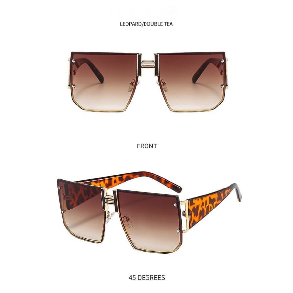Retro overdimensjonerte Pilot-solbriller Metallinnfatning for menn Kvinner Firkantede solbriller -brune (FMY)