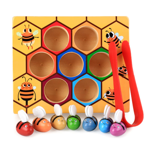 Clamp Bee To Hive Matchande färgtavla Lindra tristess Tillbehör Lärande för lek Rolig bordsleksak Bästa presenten (FMY)