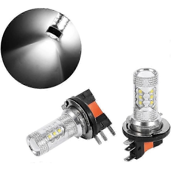 H15 LED-polttimot, 2 kpl HID valkoiset 80W H15 LED-polttimot H15 päiväajovalot päiväajovaloihin (FMY)