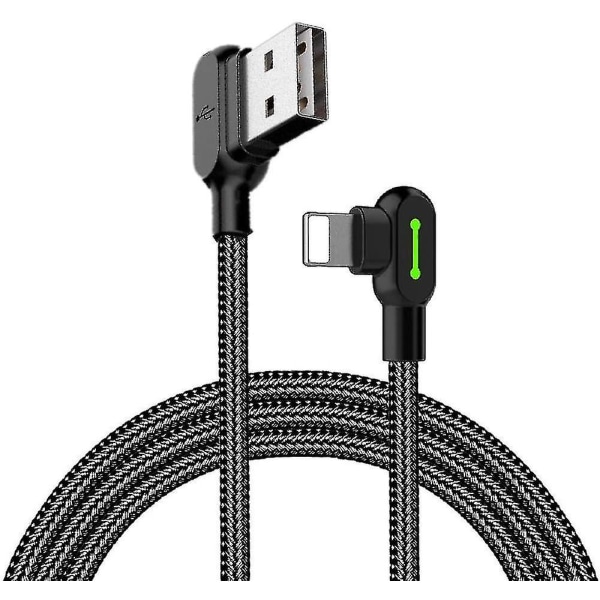 Vinkelrät USB-kabel med LED 90 graders laddningskabel Reversibel data USB snabb synkroniseringskontakt Adapter Laddare, kompatibel