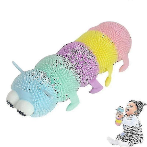Caterpillar Squish Leksak Luminous Färgglad Stressreducerande Leksaker För Barn Kawaii Hand Stress Relief Söta Sensoriska Stretch Leksaker  (FMY)
