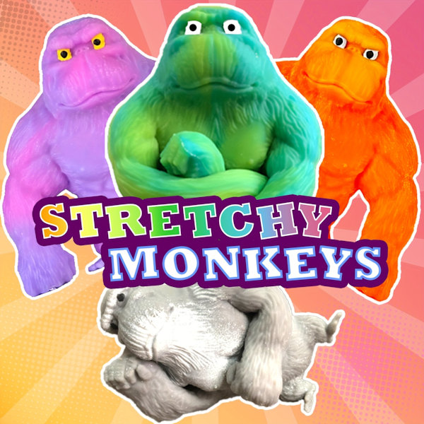 4-pak Funkee Monkee Mega 4-pak - Strekk, klem og til og med klem disse apene for stressavlastning - Original sensorisk/fidget samleobjekt T  (FMY) 4PCS(Exquisite Box Set)