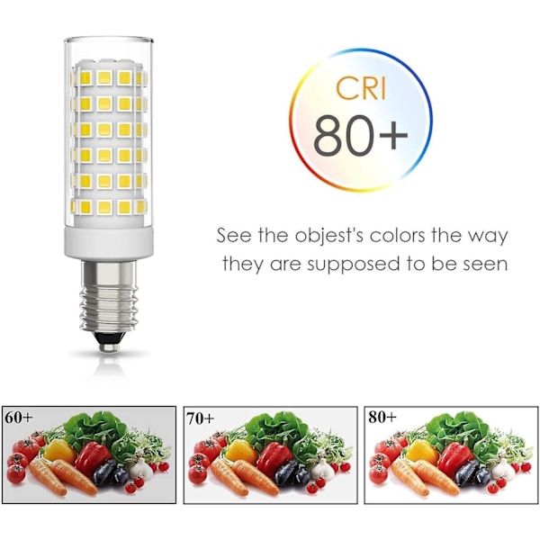 6-pakning E14 LED-pære 9w Halogen-ekvivalent 75w, Kald hvit 6000k Ikke-dimbar 360 strålevinkel For kjøkkenhette Kjøkken Sengelampe  (FMY)