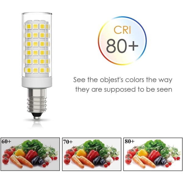 6 stk. E14 LED-pære 9w halogenækvivalent 75w, kølig hvid 6000k ikke-dæmpbar 360 strålevinkel til emhætte køkken sengelampe (FMY)