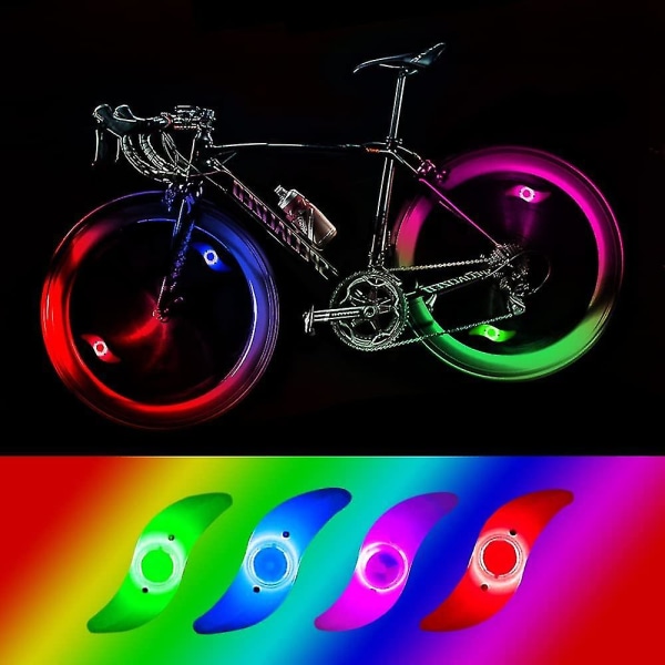 4 X Led pyörän pyörän valo, vedenpitävä Led pyörän pyörän valo 3 vilkkuvalla tilassa Led pyörän pyörän lamppu aikuisten ja lasten pyörälle - väri (FMY)