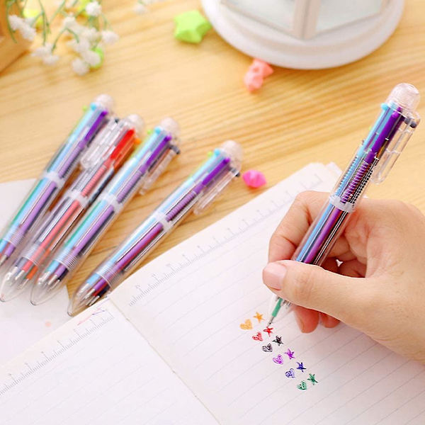 6 kpl 0,5 mm 6-in-1 monivärikynä 6 väriä Retractable kuulakärkikynät (6 kpl)  (FMY) Multicolored 5.5 inch