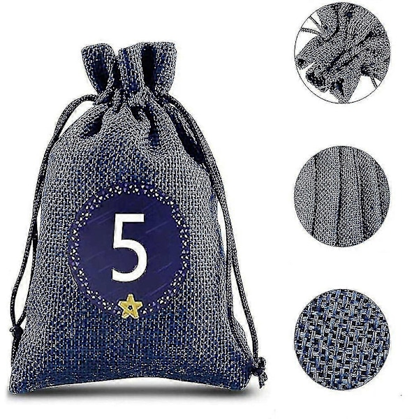 24 Adventskalender til å fylle, stoffpose Adventskalender for menn kvinner barn (FMY)