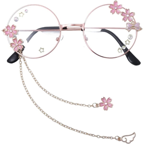 Aveki Kawaii-briller med kæde Kawaii-tilbehør inkluderet Søde briller Cosplay-tilbehør Kawaii Sakura-tilbehør, hvid (FMY)