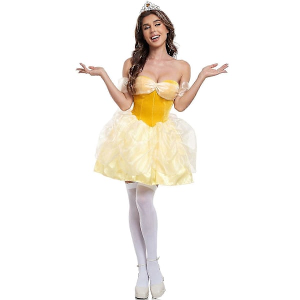 Halloween-asut 2024 S-XL Seksikäs Lumikki Halloween-asu COS Lomakauden Juhla Kaunotar ja Hirviö Belle Prinsessamekko (FMY) yellow M