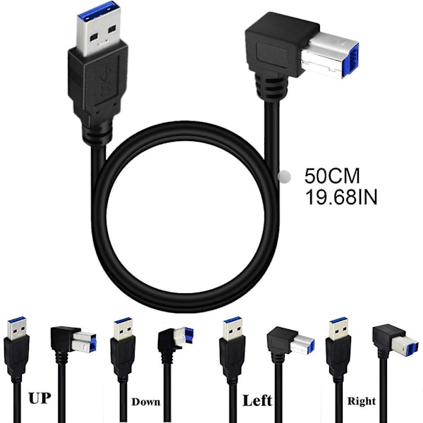 USB3.0 Kabel A Han til B Han 90 Graders Ret Vinkel USB3.0 Printerkabel (FMY) Bend down