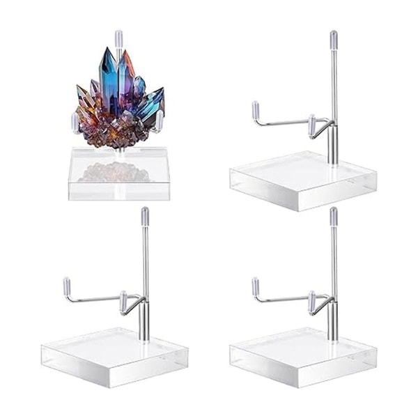 4 Pcs Adjustable Metal Arm Display Stand Easel With Acrylic Base Rock Display Easel Holder Acrylic Easel Silver  (FMY)